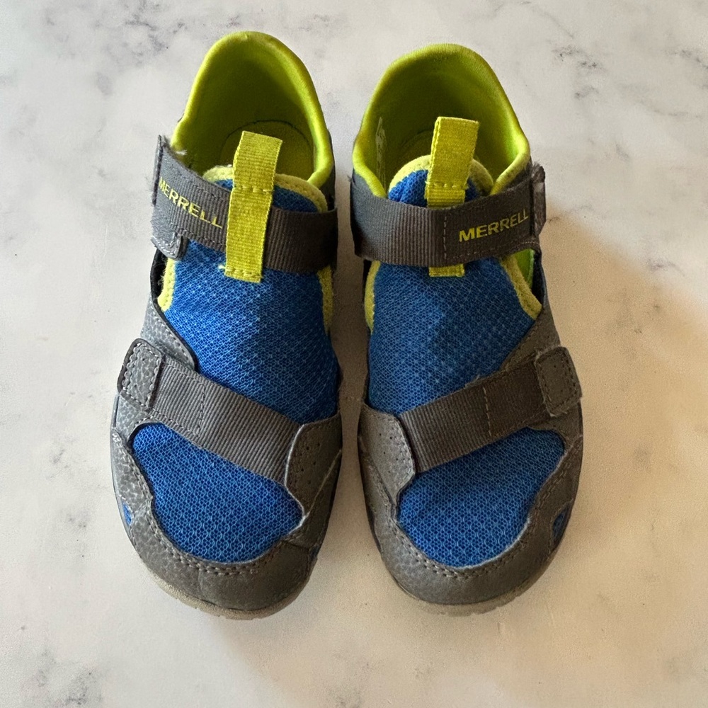 Cool Merrell Kids Blue Lime Active Unisex Shoes Sneakers Size 13M